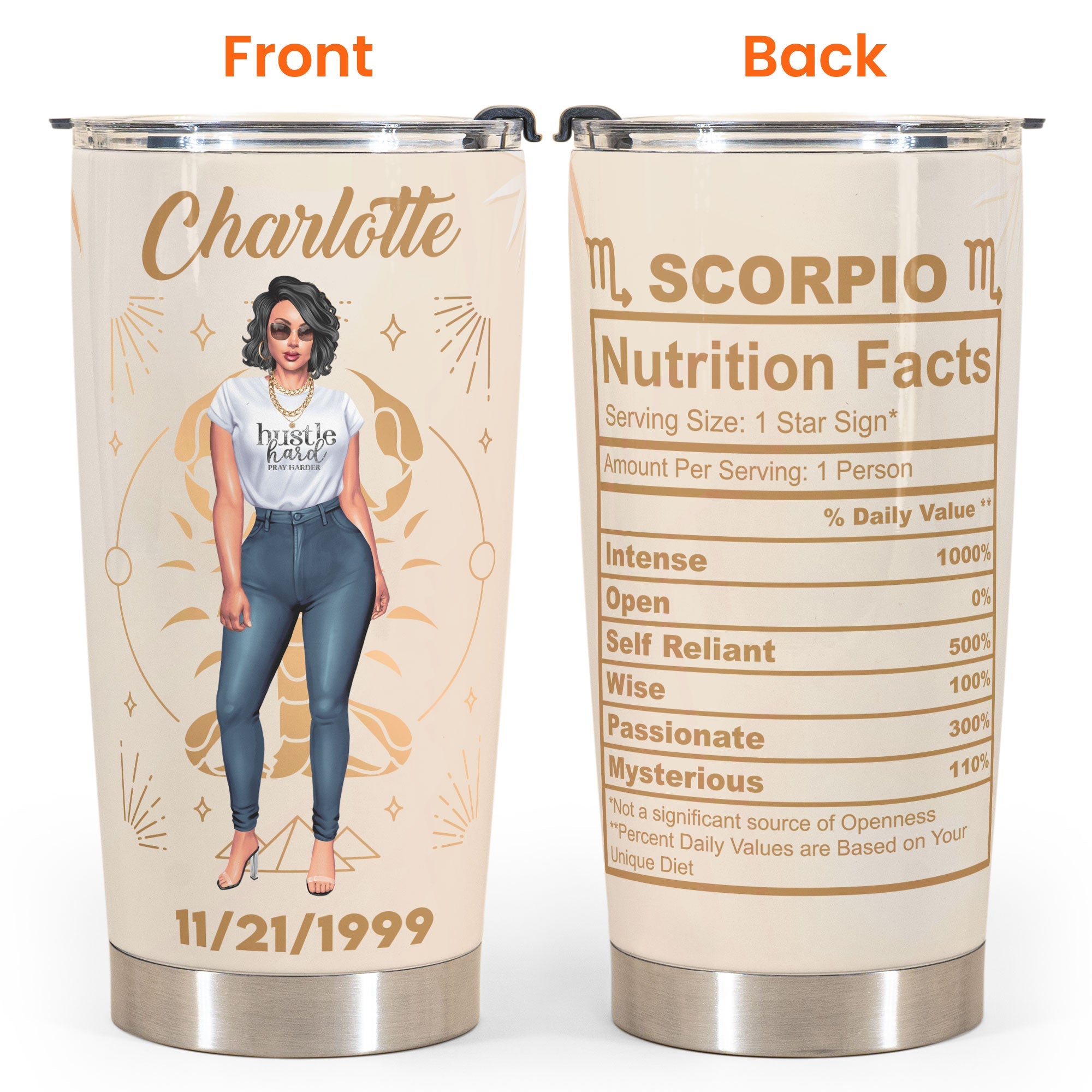 Zodiac Nutrition Facts Ver 2 - Personalized Tumbler Cup - Birthday Gift For Girl, Friend, Astrology Lover