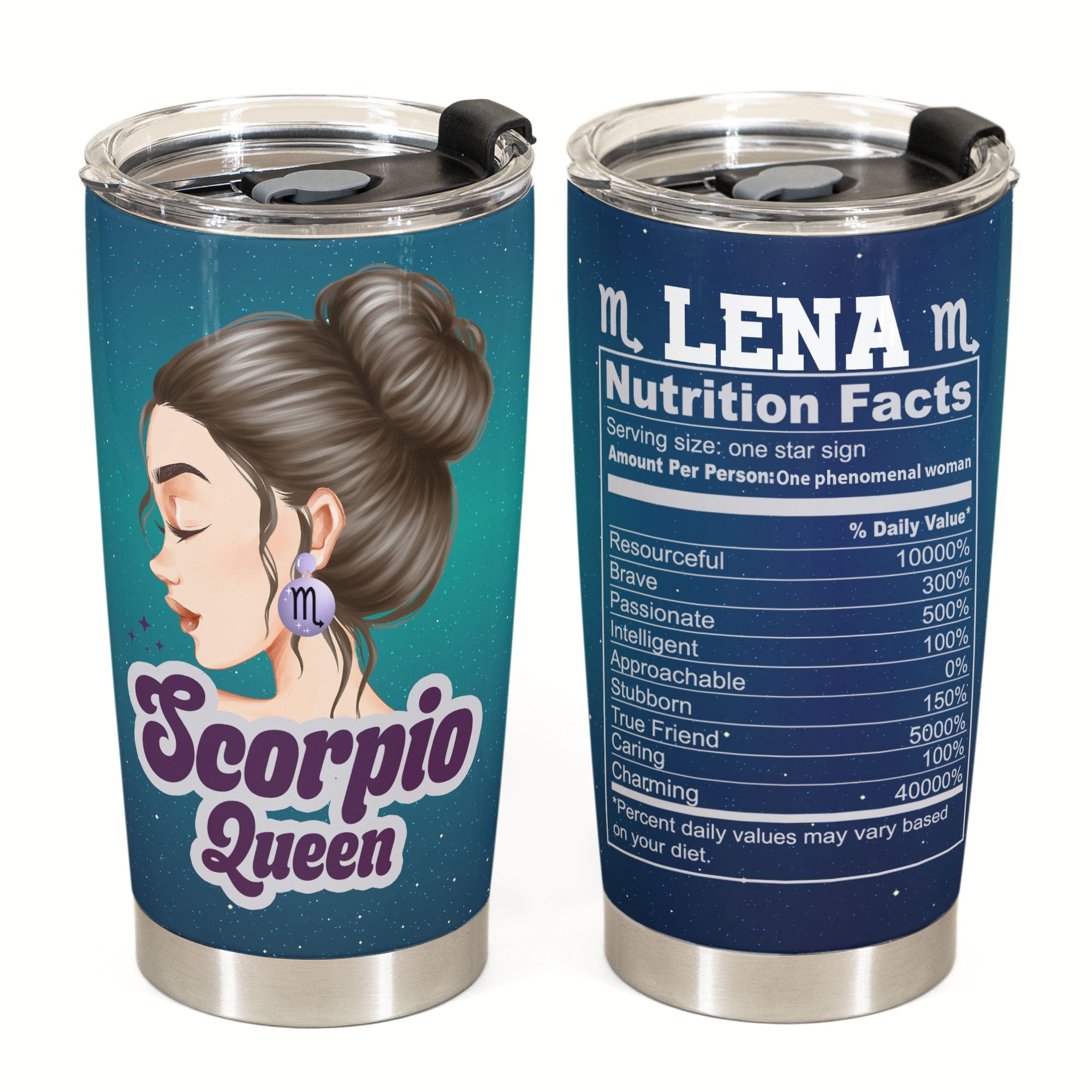 Zodiac Queen Nutrition Facts - Personalized Tumbler Cup - Birthday Gift For Girl, Woman