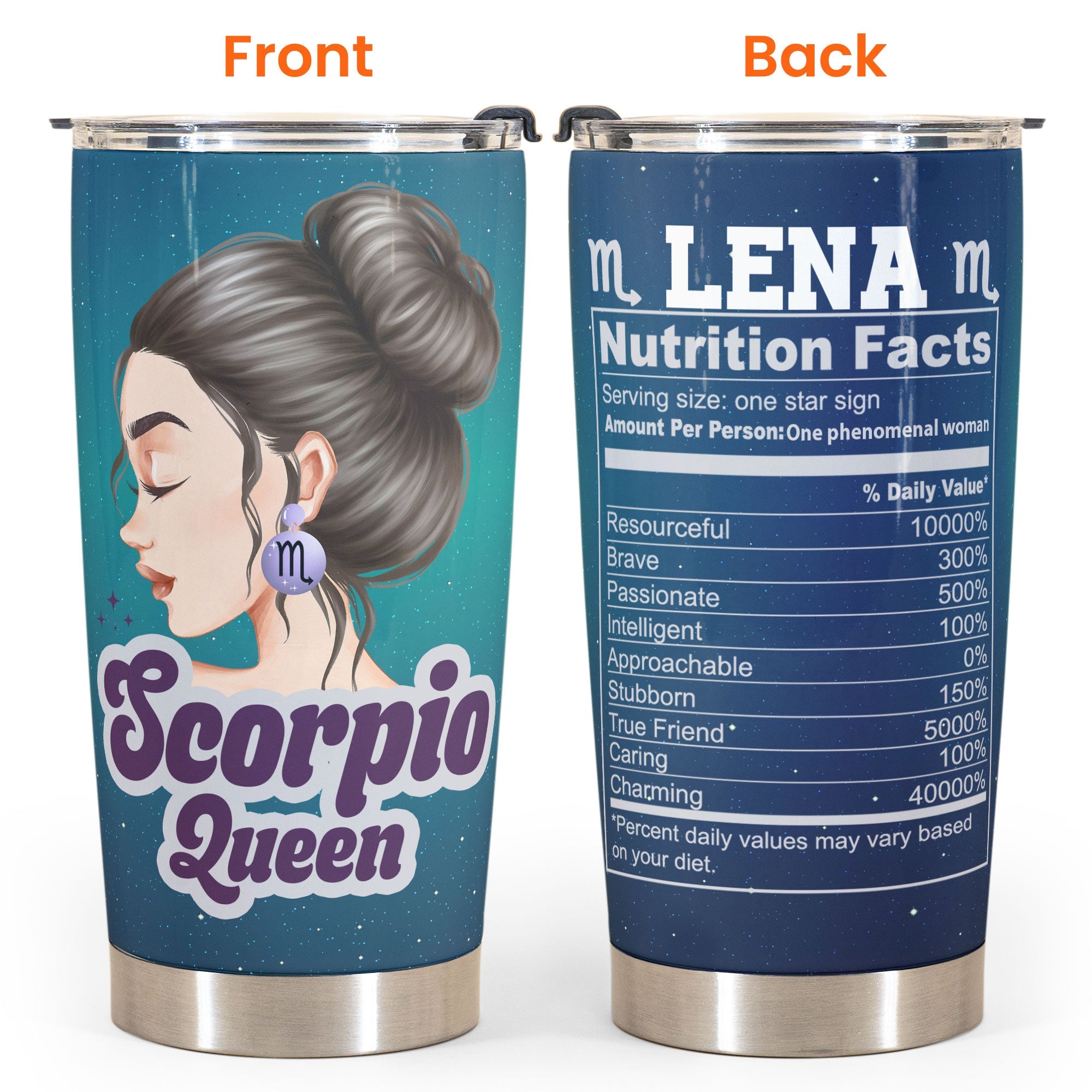 Zodiac Queen Nutrition Facts - Personalized Tumbler Cup - Birthday Gift For Girl, Woman