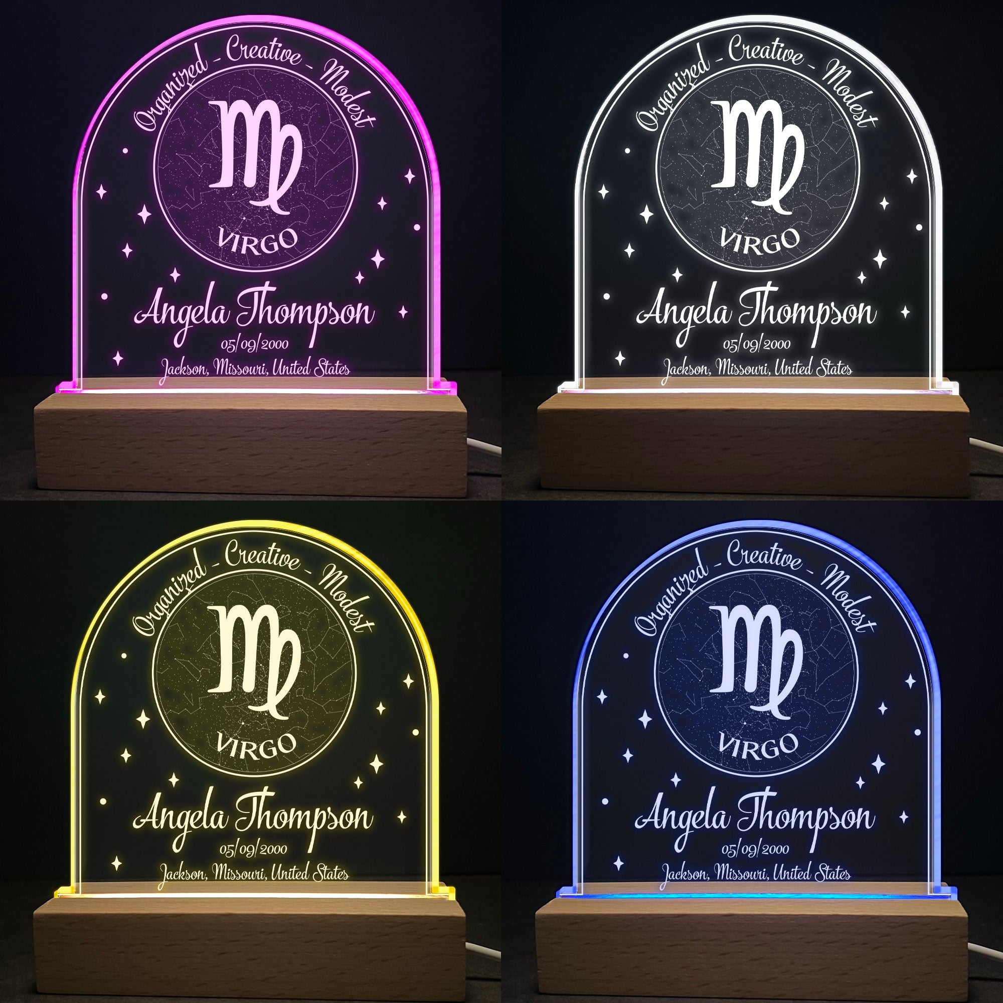 Zodiac Star Map By Date - Personalized LED Light