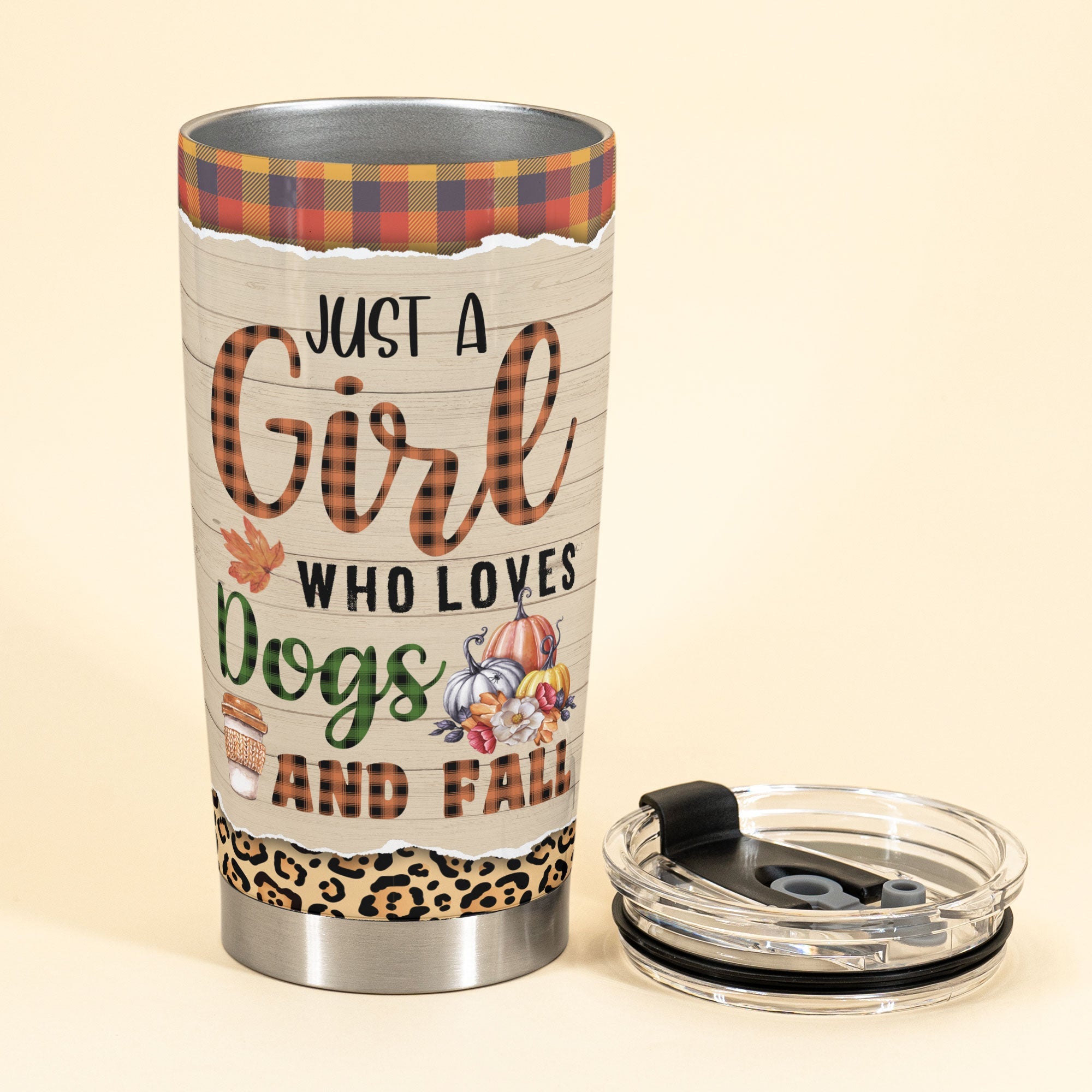 Fall Tumbler For Dog Mom, Just A Girl Who Loves Dogs And Fall - Personalized Tumbler Cup - Gift For Dog Lovers