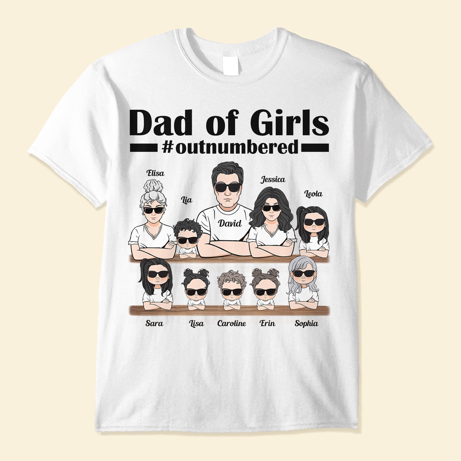 Dad Of Girls - Personalized Shirt - Birthday Father's Day Gift For Dad, Daddy, Fathers - Gift From Wife - Daughters