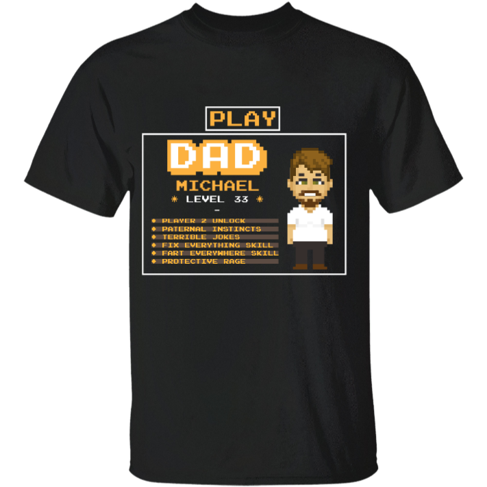 Gaming Dad Playing Game Pixel Father Character Customized Shirt-Macorner