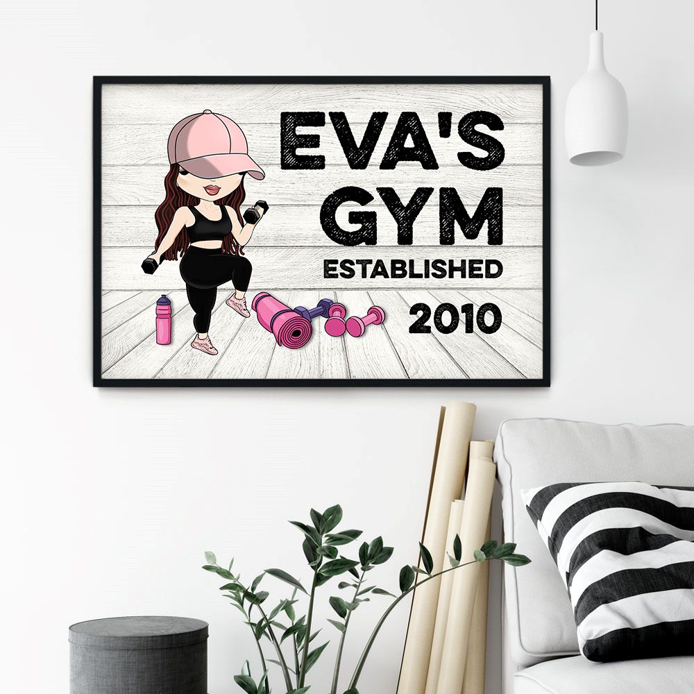 Gym Sign - Personalized Poster/Canvas - Gift For Gymer - Cute Fitness Girl