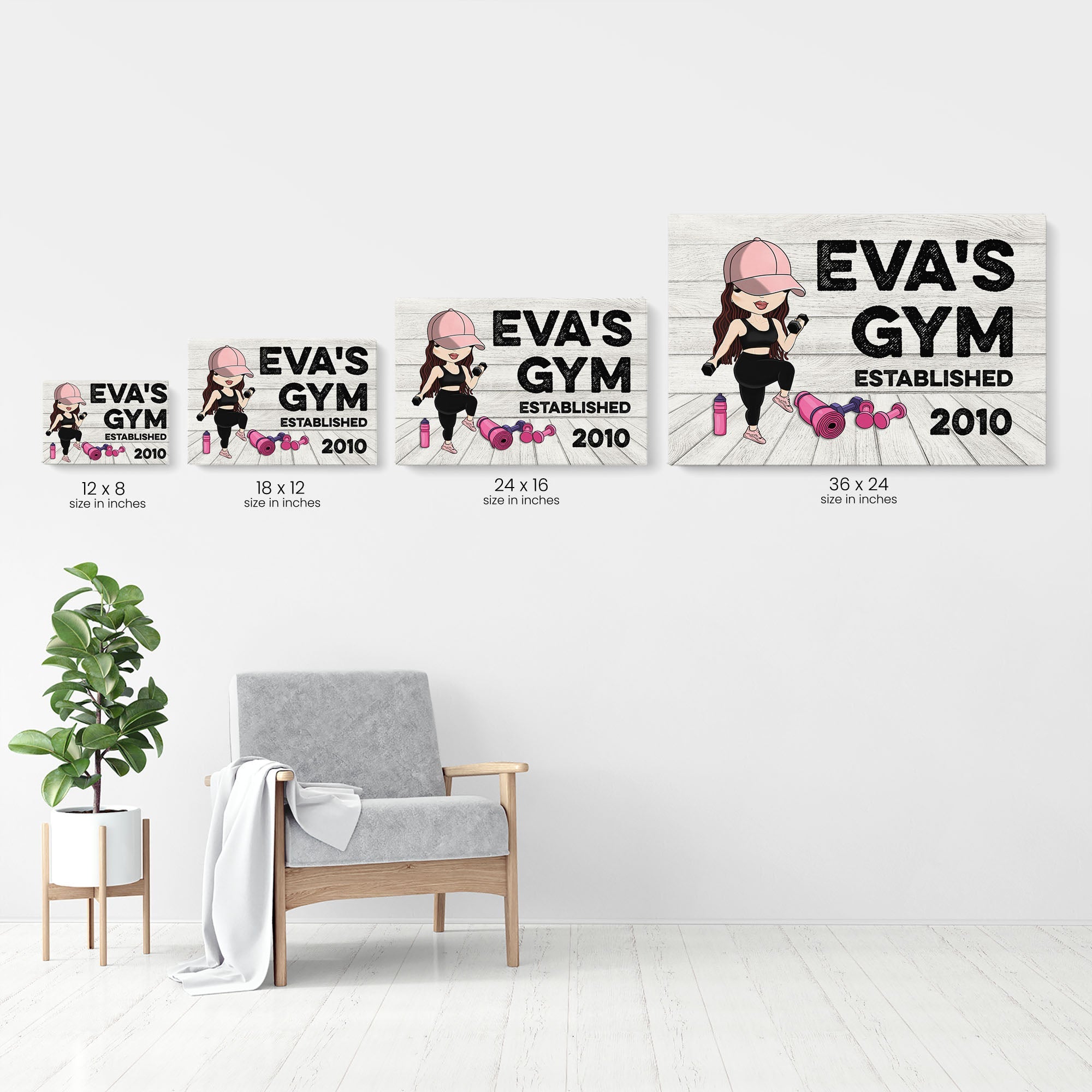 Gym Sign - Personalized Poster/Canvas - Gift For Gymer - Cute Fitness Girl