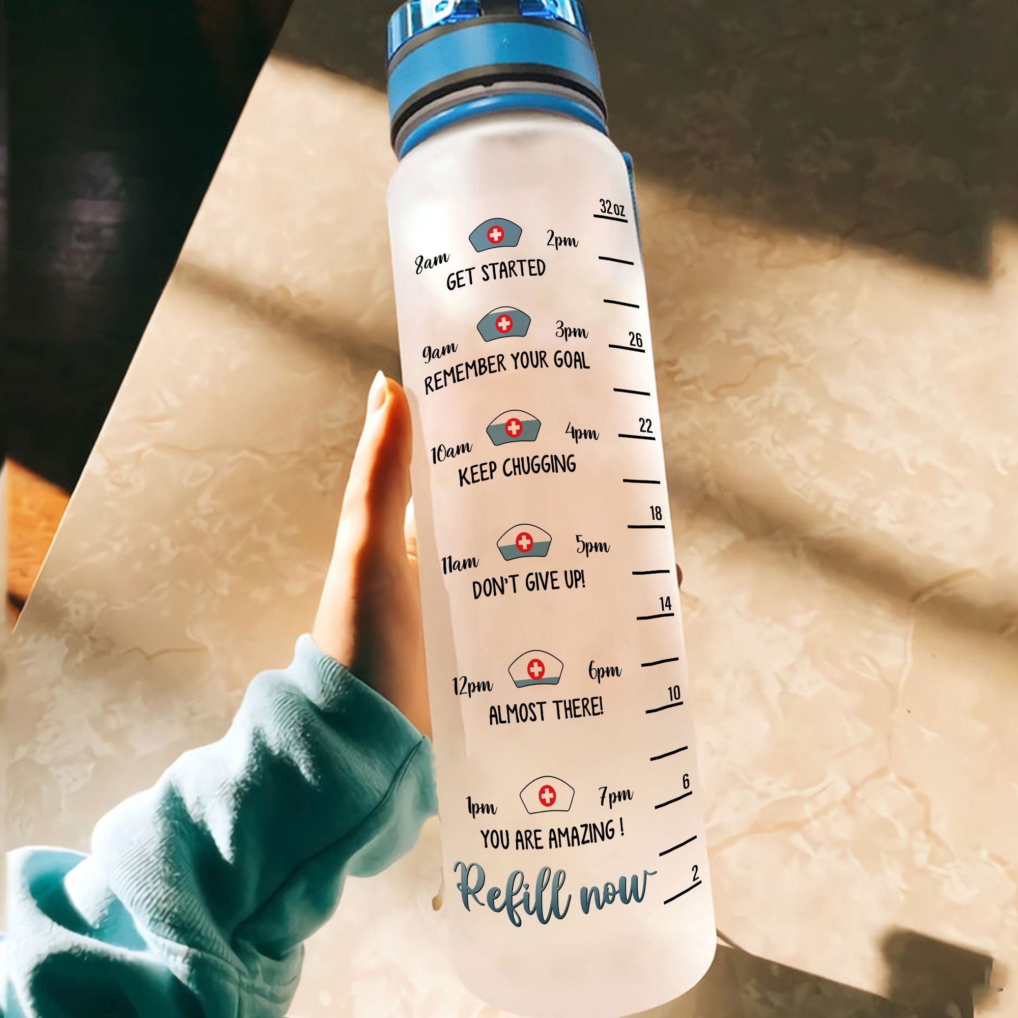 NURSE - Keep Strong Stay Hydrated - Personalized Water Tracker Bottle