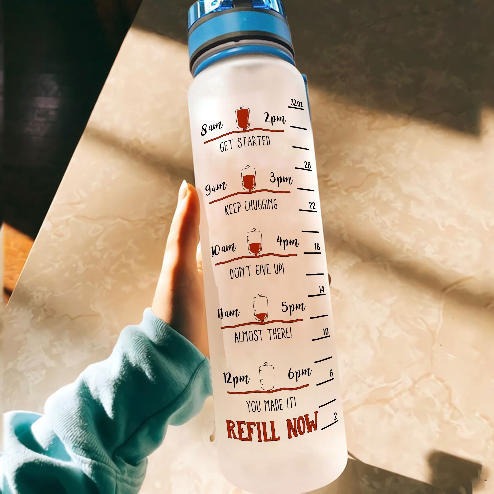 Water Scrubs & Rubber Gloves - Personalized Water Tracker Bottle