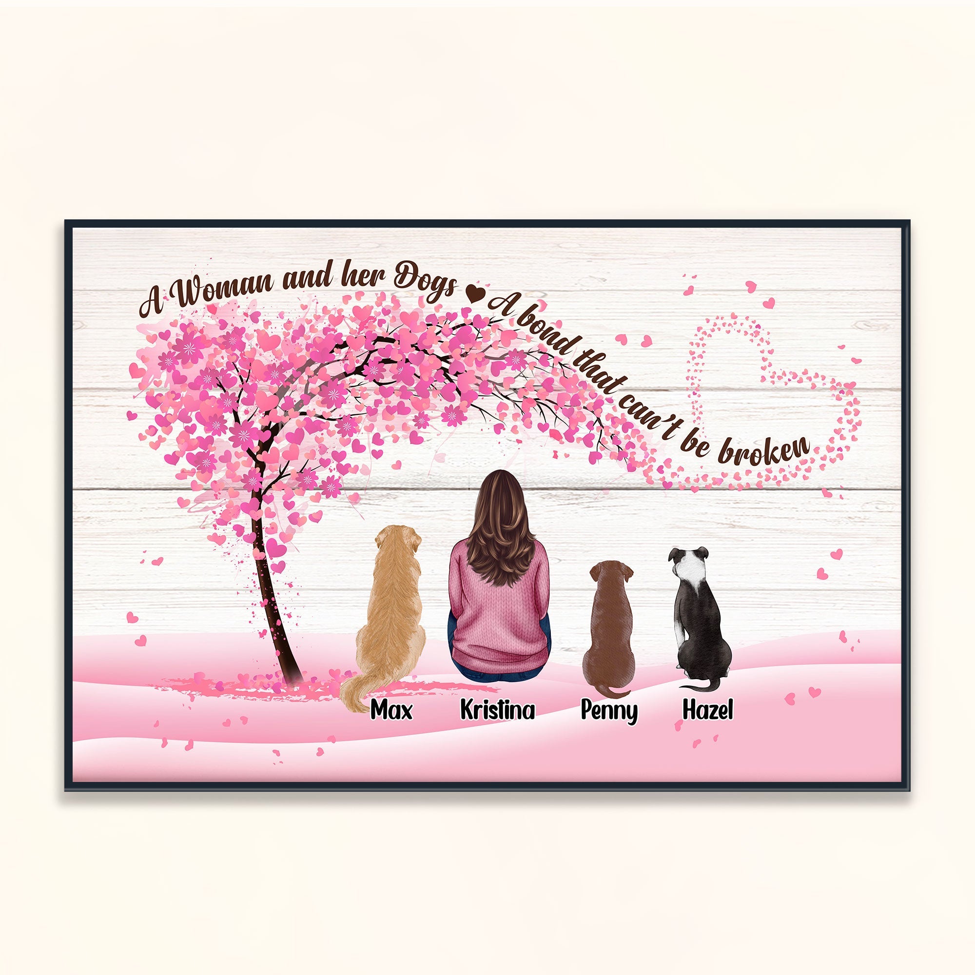 Girl And Her Pets - A Bond That Can Be Broken - Personalized Poster/Wrapped Canvas - Birthday Gift For Dog Lover, Cat Lover, Dog Owner, Cat Owner, Pet Lover