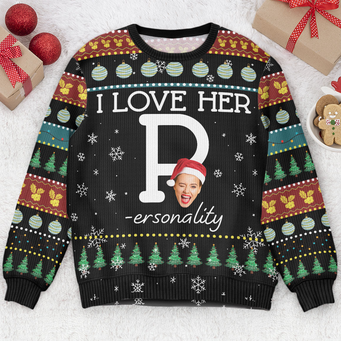 I Love Her P I Love His D - Personalized Ugly Sweater