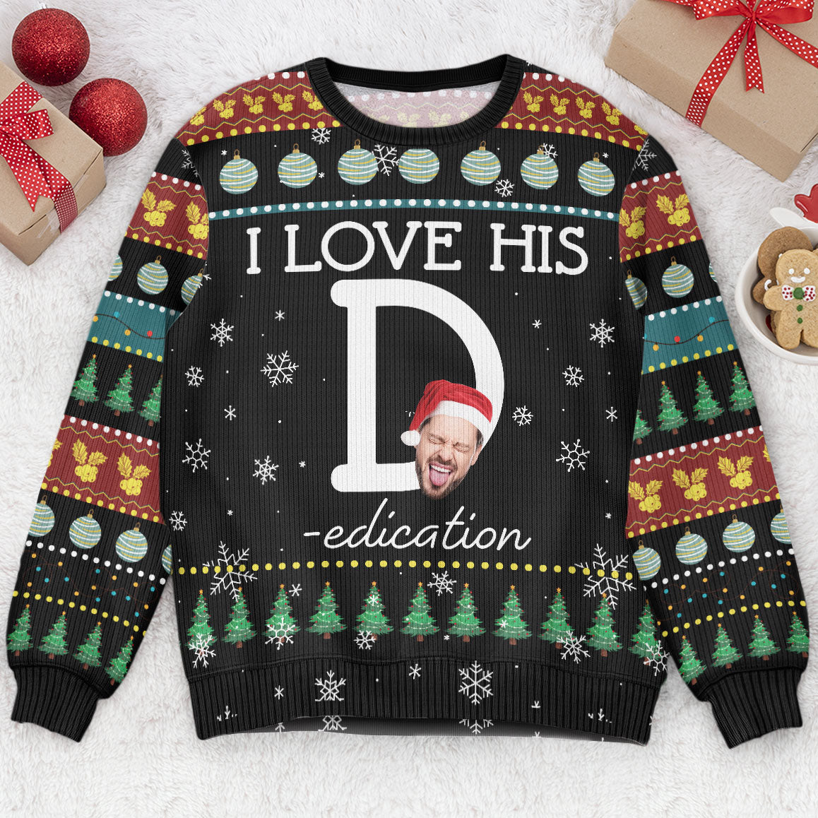 I Love Her P I Love His D - Personalized Ugly Sweater