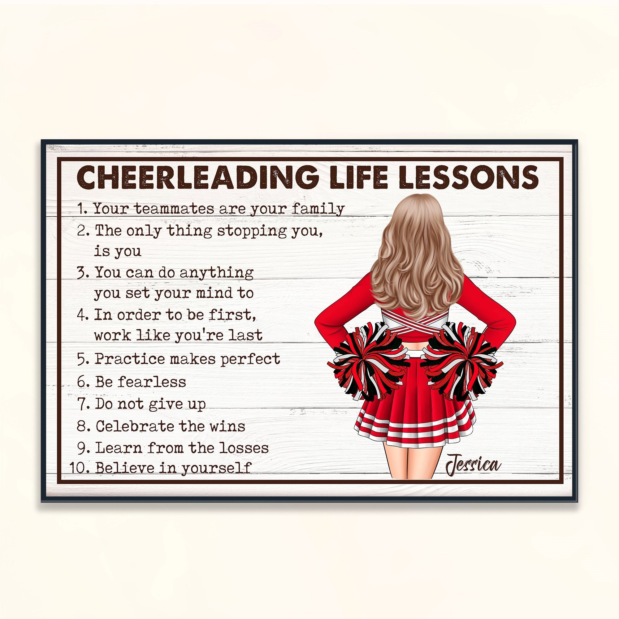 Cheerleading Life Lessons - Personalized Poster/Wrapped Canvas - Birthday Gift For Cheerleading Coach, Cheerleader