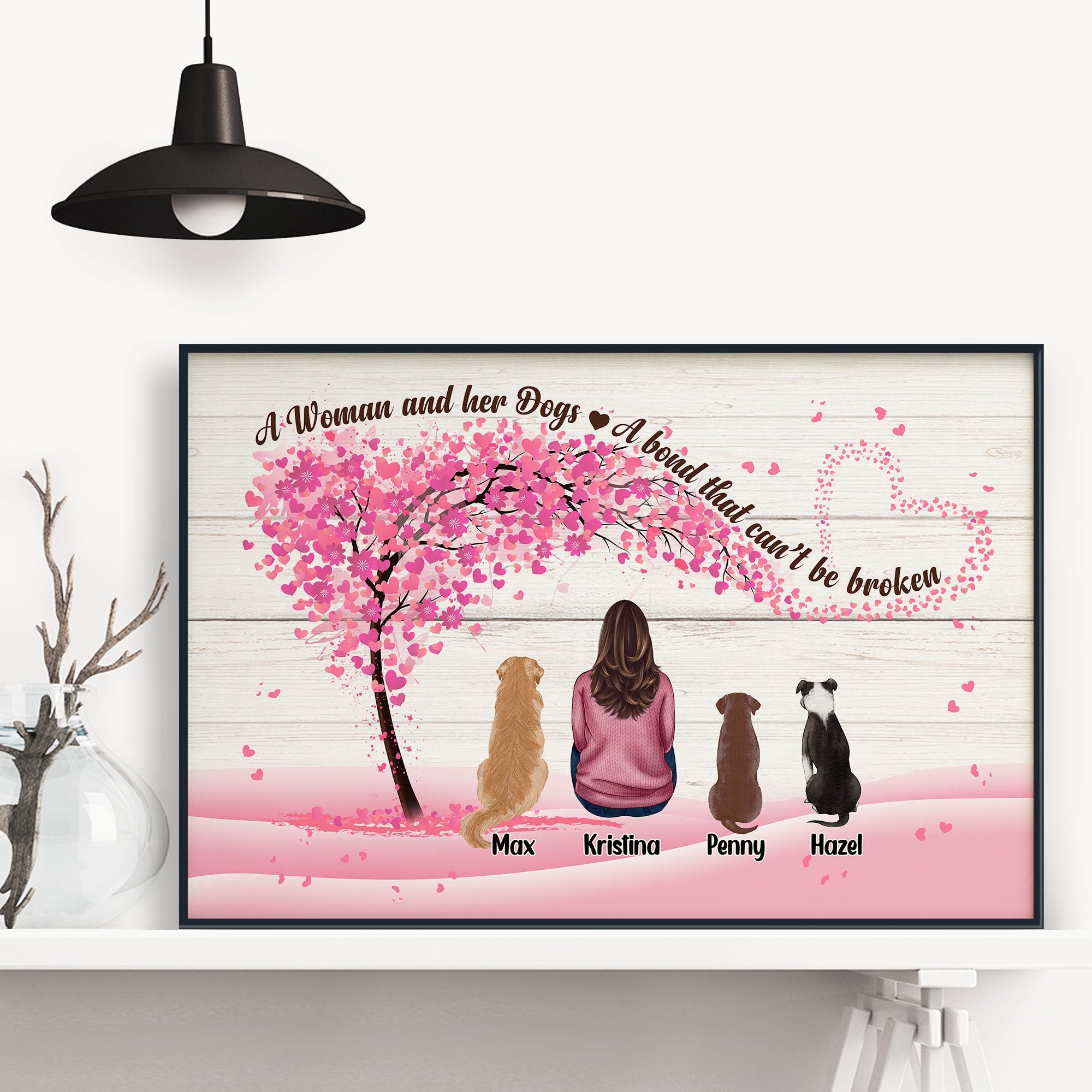 Girl And Her Pets - A Bond That Can Be Broken - Personalized Poster/Wrapped Canvas - Birthday Gift For Dog Lover, Cat Lover, Dog Owner, Cat Owner, Pet Lover