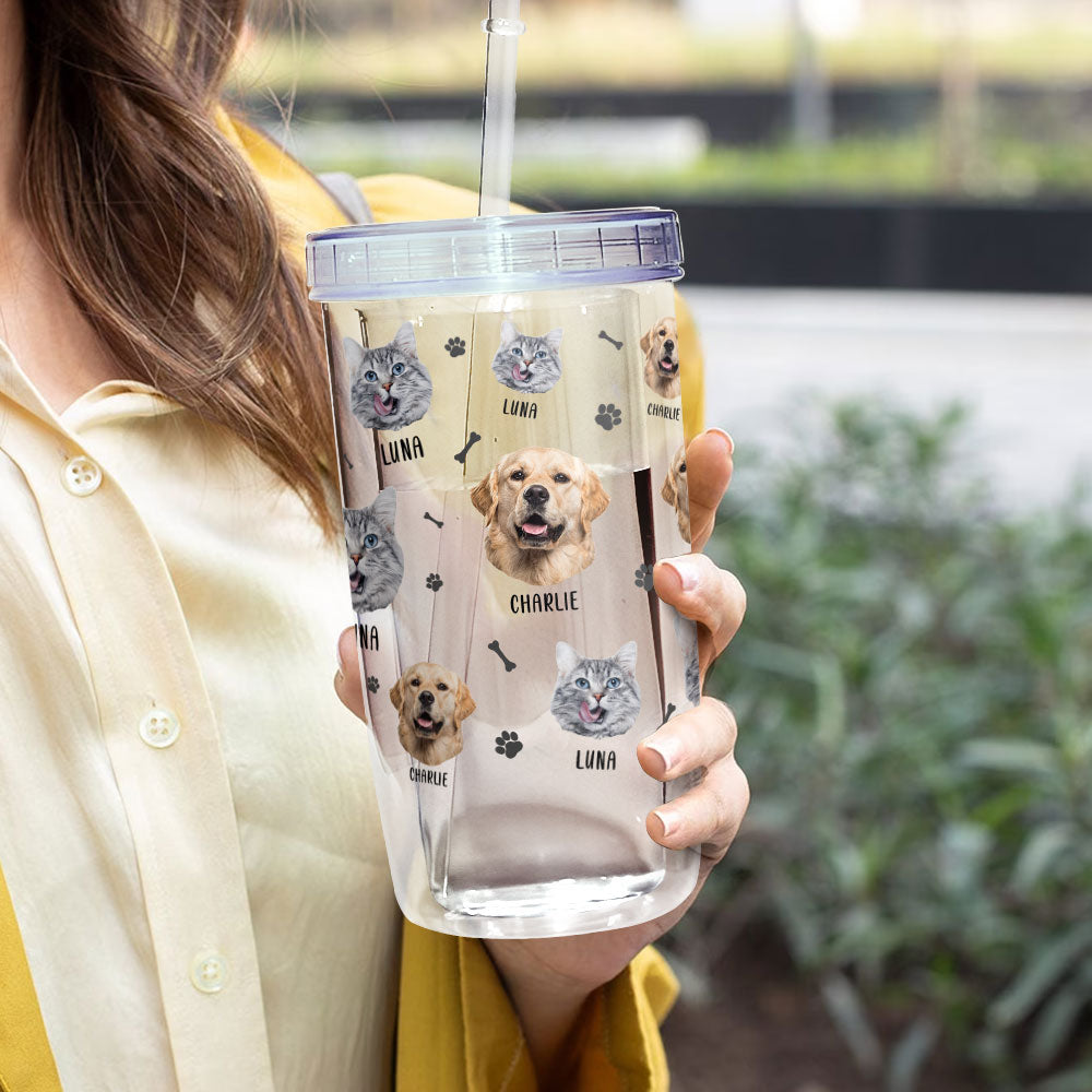 Lovely Upload Pet Image - Personalized Photo Acrylic Tumbler With Straw