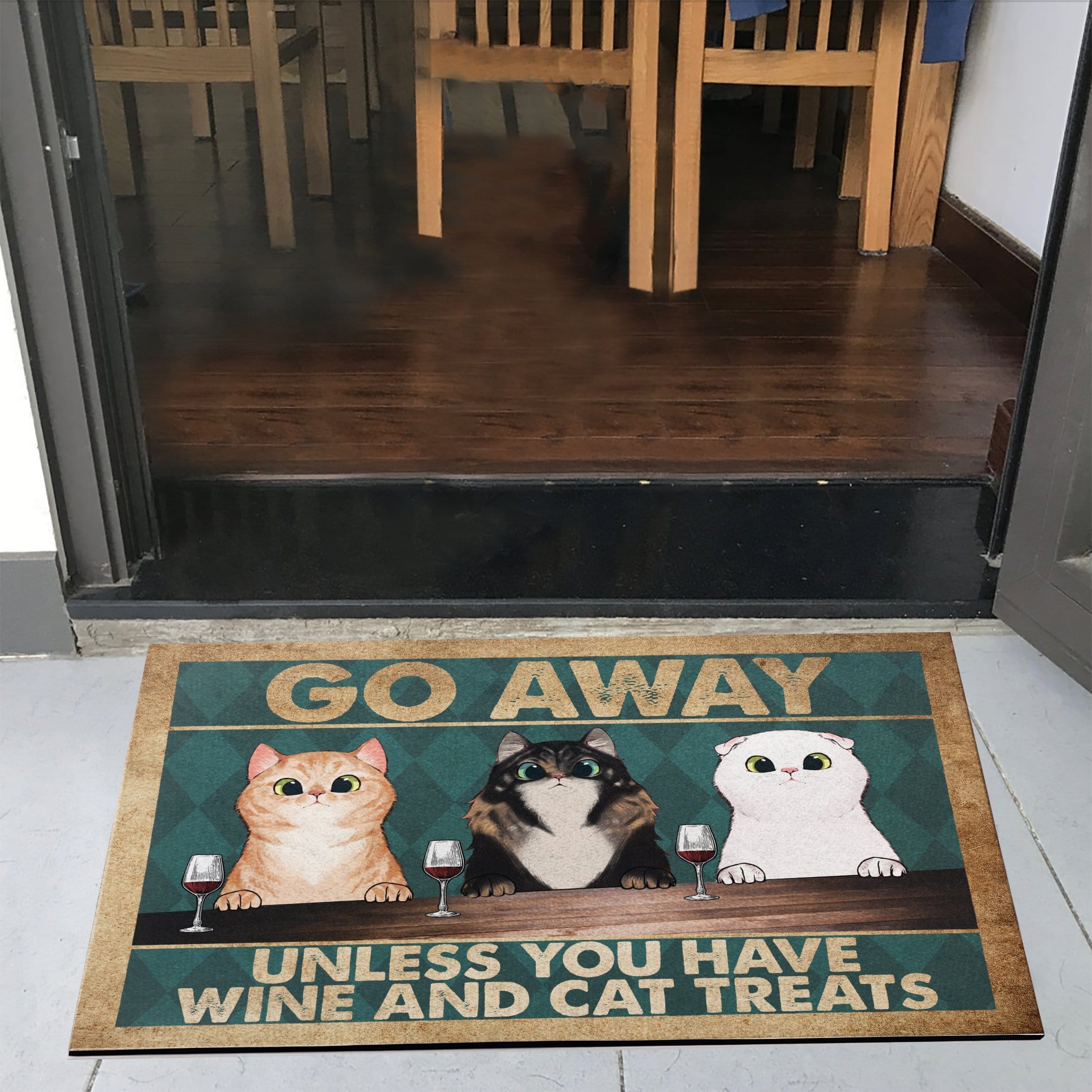 Go Away Unless You Have Wine And Cat Treats Doormat-Macorner