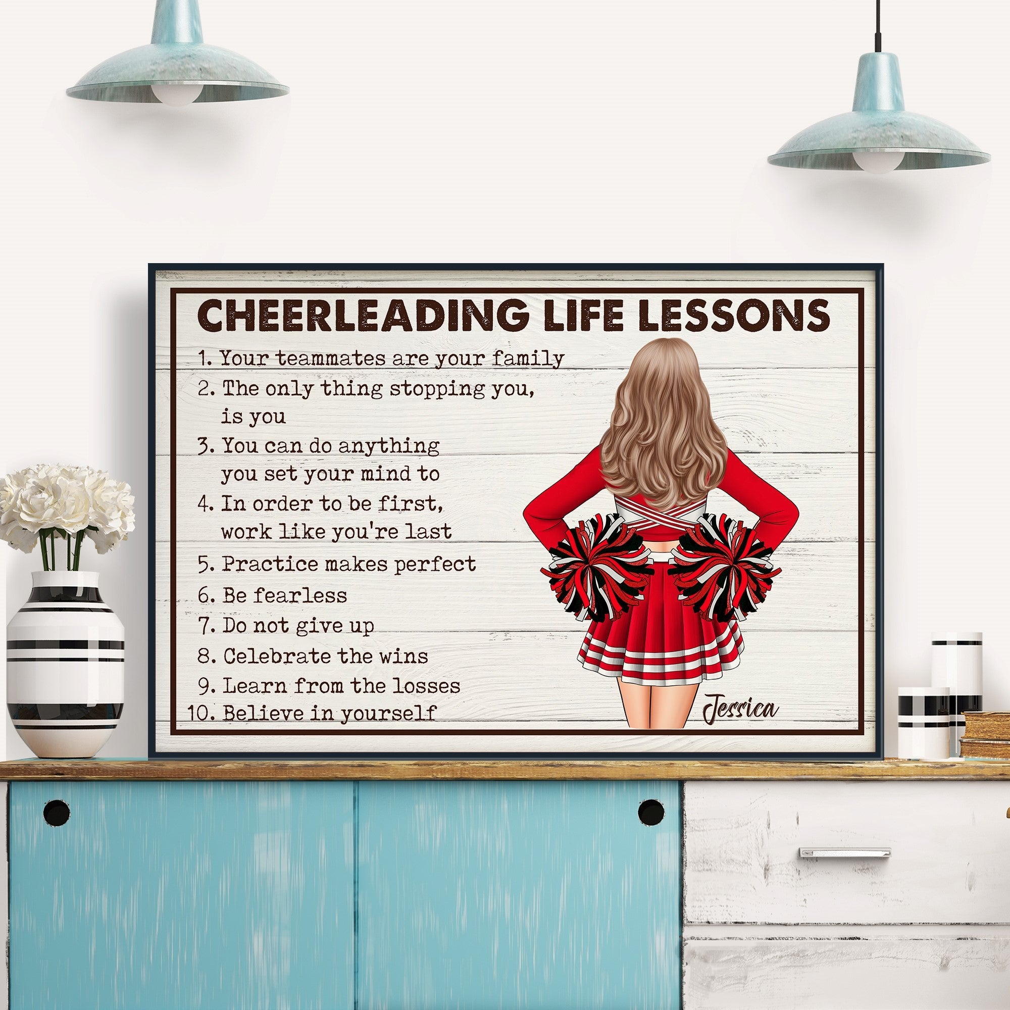 Cheerleading Life Lessons - Personalized Poster/Wrapped Canvas - Birthday Gift For Cheerleading Coach, Cheerleader