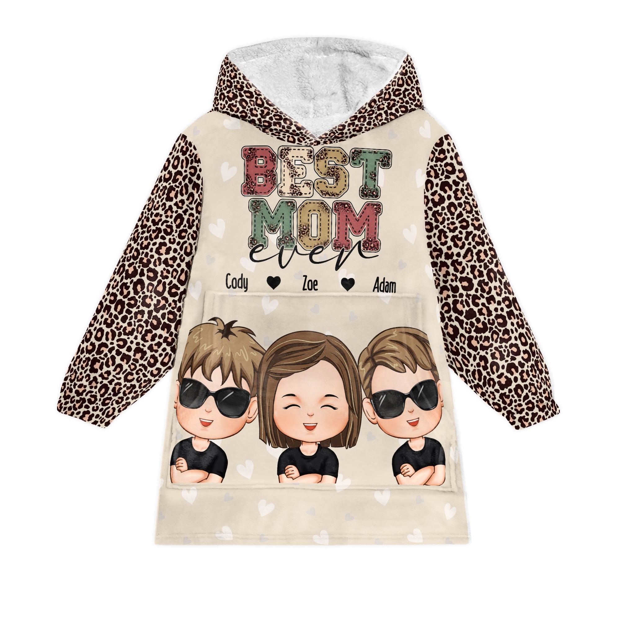 Best Mom Ever - Personalized Oversized Blanket Hoodie - Mother's Day Birthday Gift For Mom, Wife