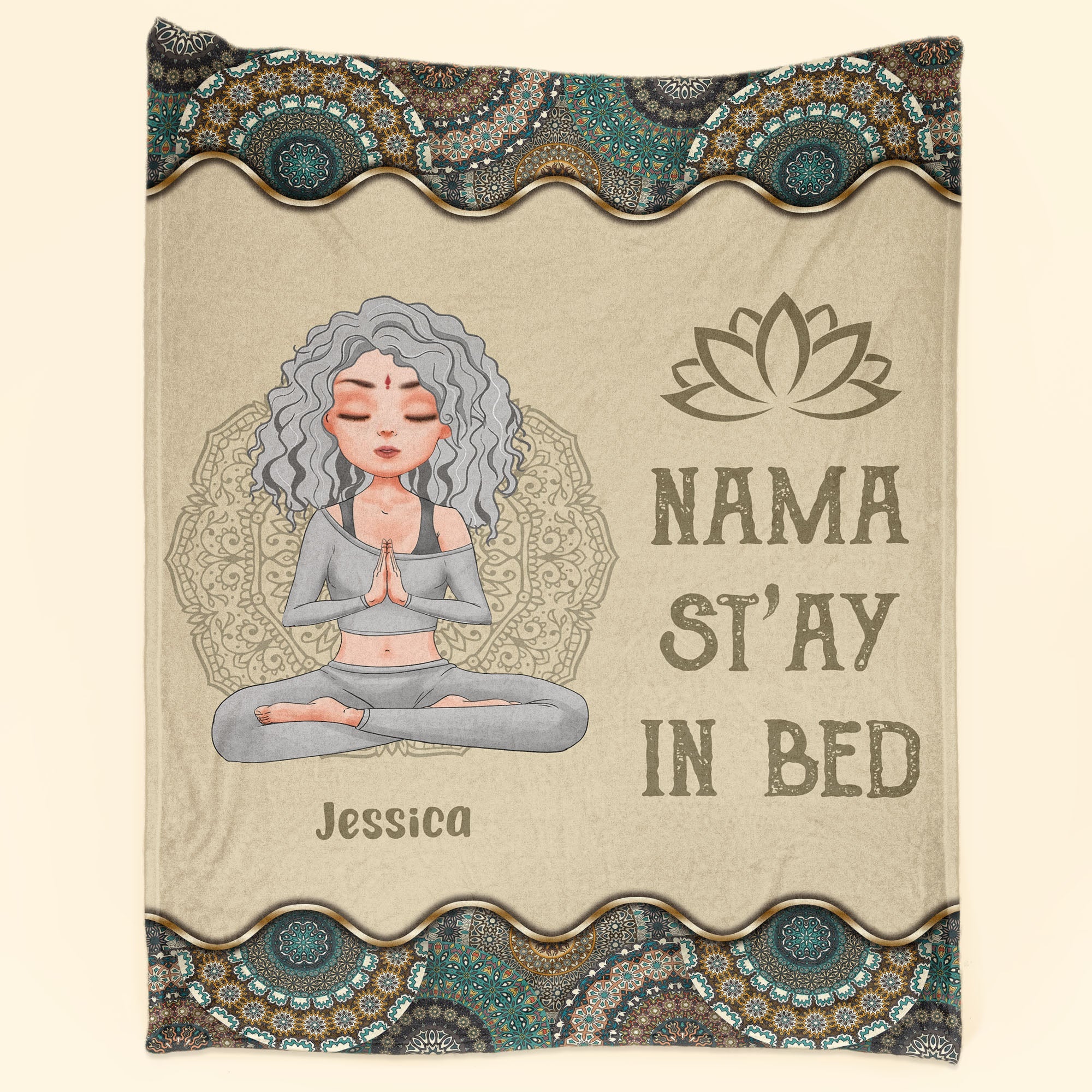 Namast'ay In Bed - Personalized Blanket - Birthday Gift For Her, Girl, Woman, Yoga Lovers