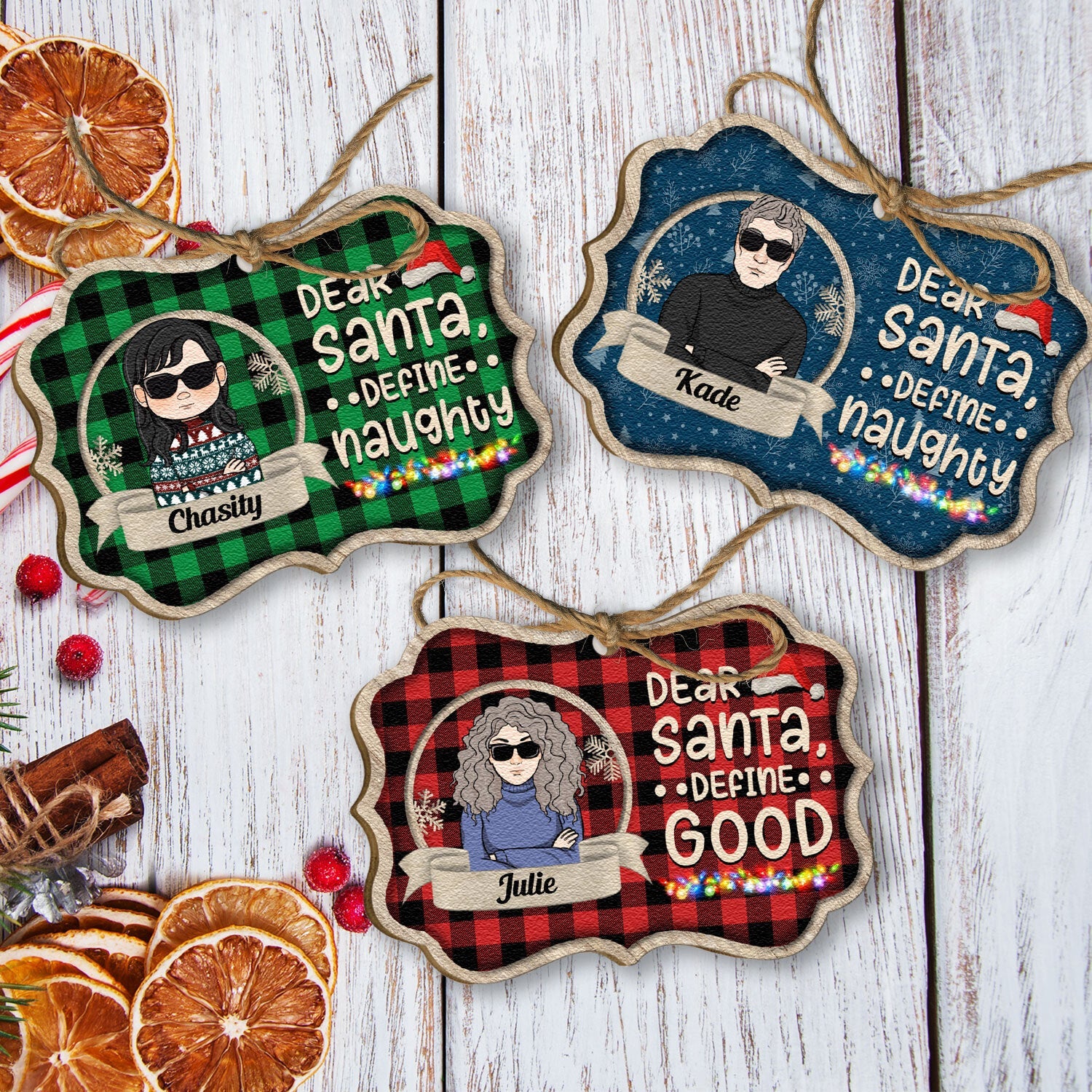 On The Naughty List And I Regret Nothing - Personalized Wooden Ornament - Christmas Gift For Family Members