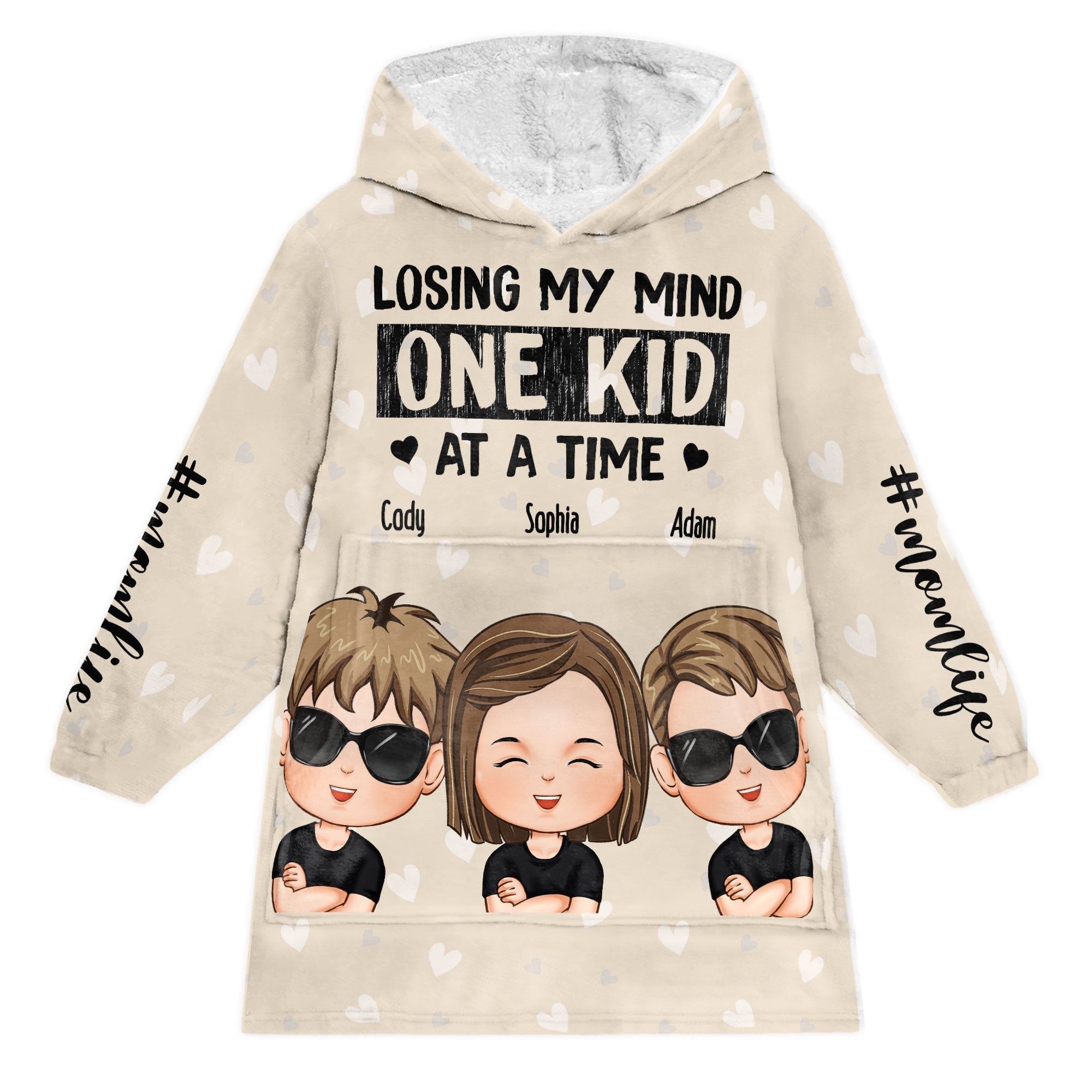 Losing My Mind One Kid At A Time - Personalized Oversized Blanket Hoodie