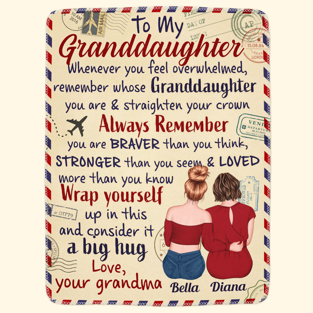 To My Granddaughter - Personalized Blanket - Birthday Gifts For Granddaughters, Gift From Grandma