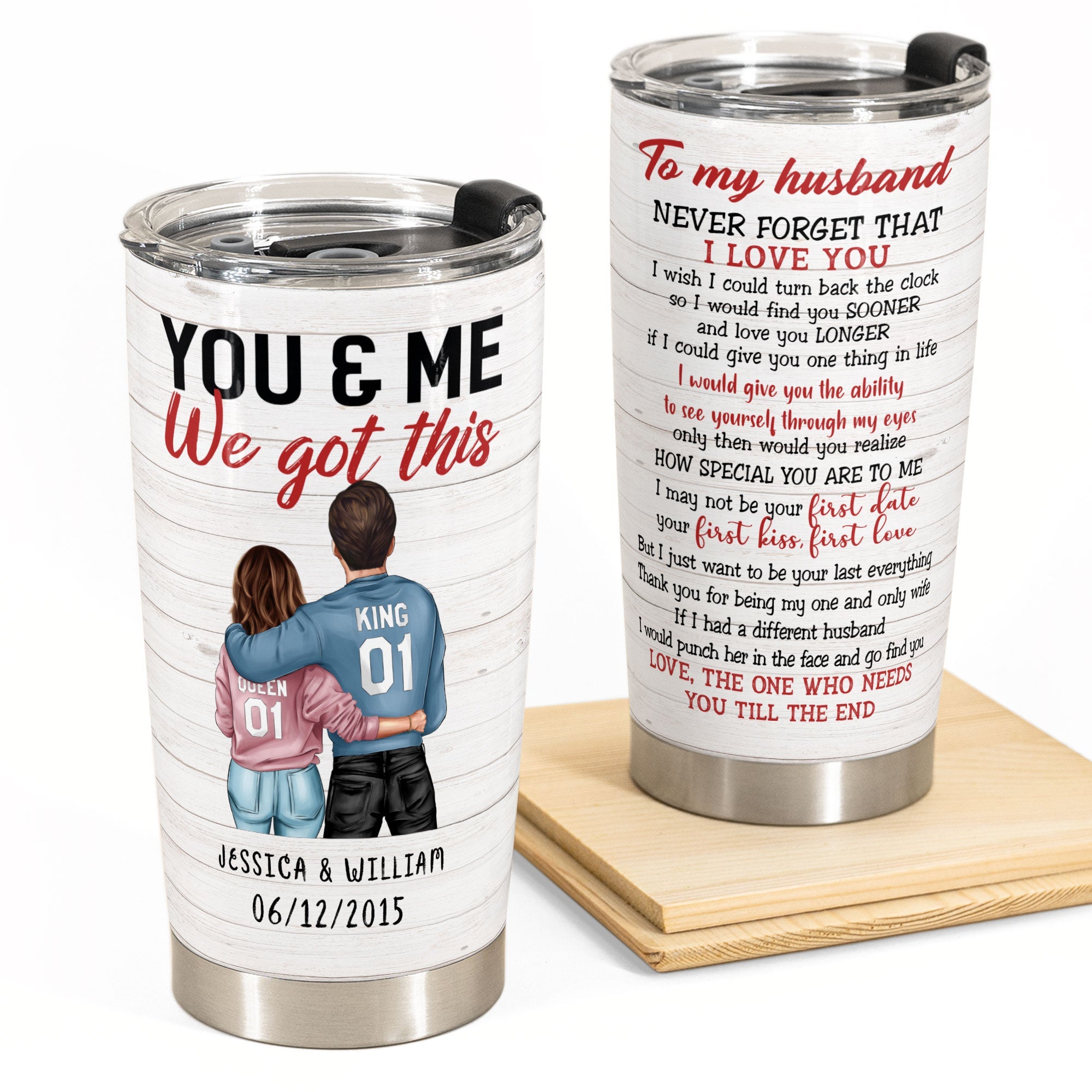 Want To Be Your Last Everything - Personalized Tumbler Cup - Couple Shoulder To Shoulder