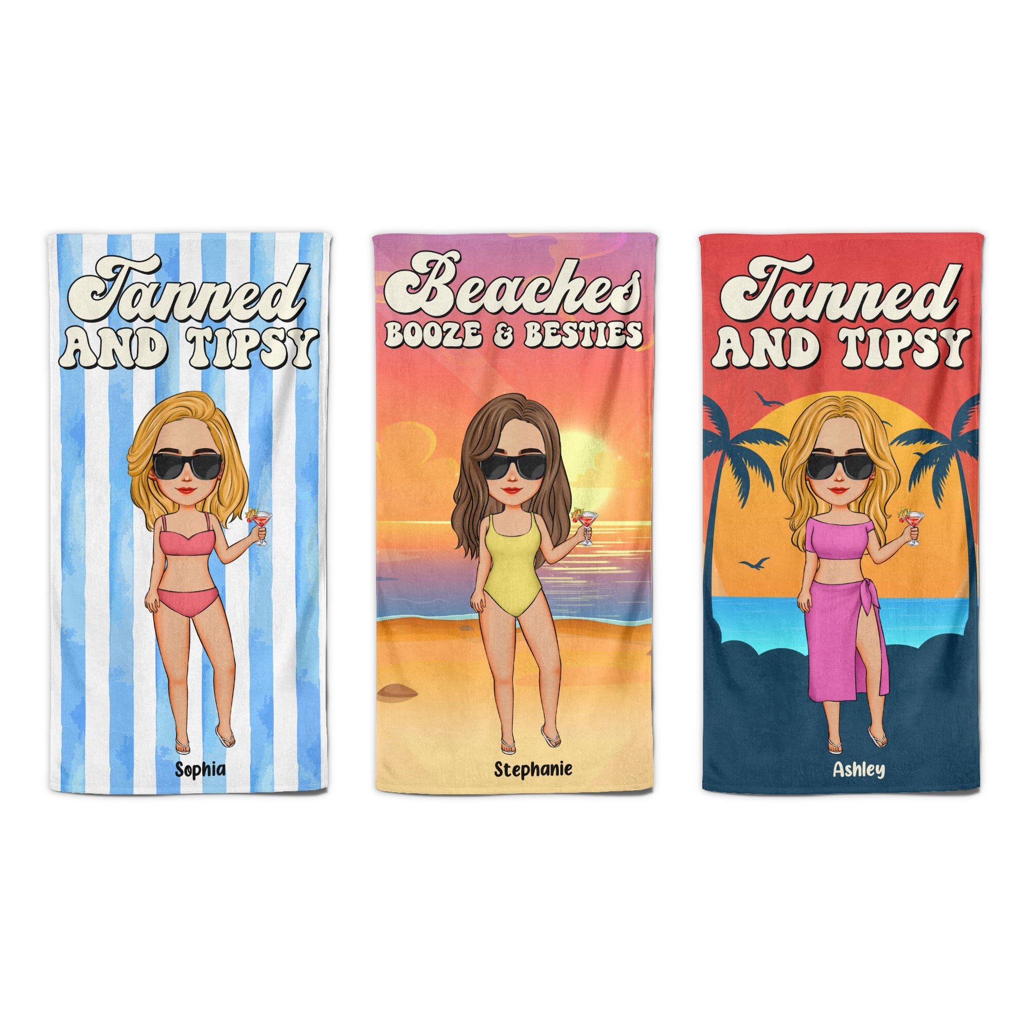 Tanned & Tipsy  - Personalized Beach Towel