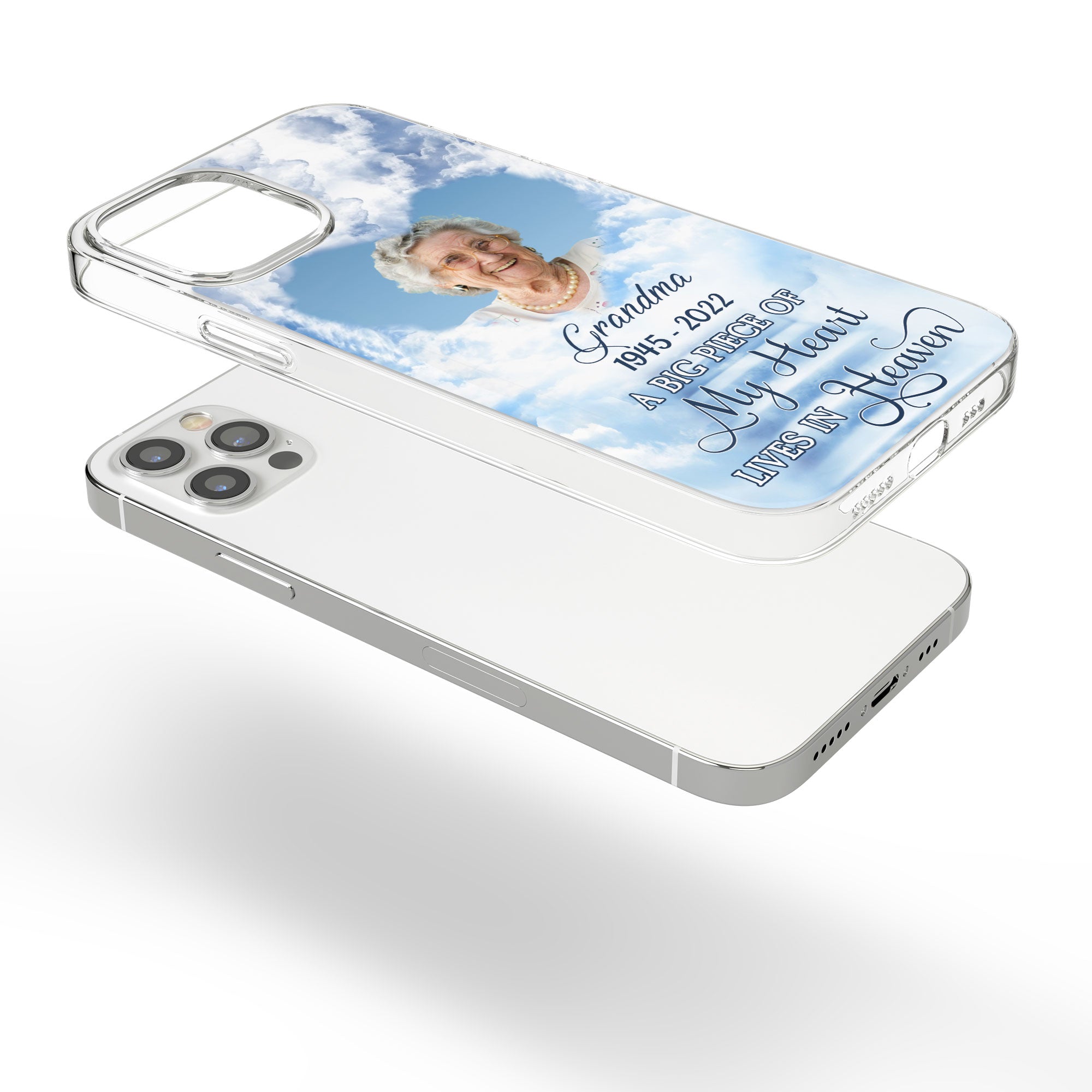 A Big Piece Of My Heart Lives In Heaven - Personalized Clear Phone Case