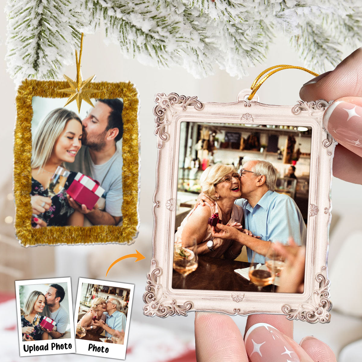 Christmas Ornament Custom Photo Frame - Personalized Acrylic Photo Ornament