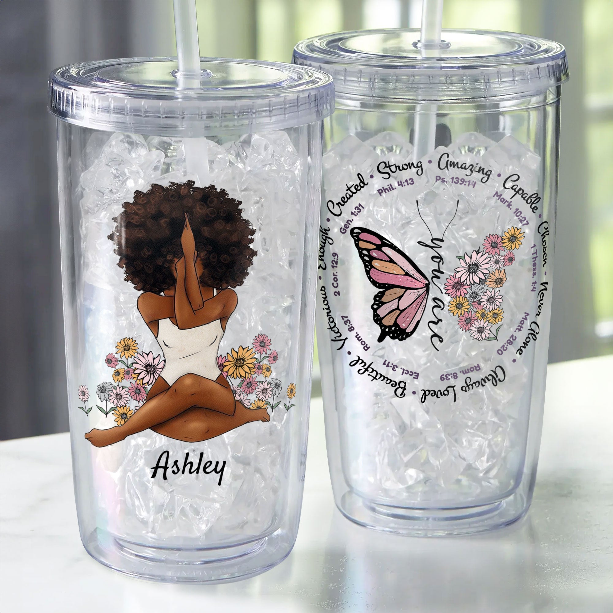 You Are Beautiful - Personalized Acrylic Tumbler With Straw