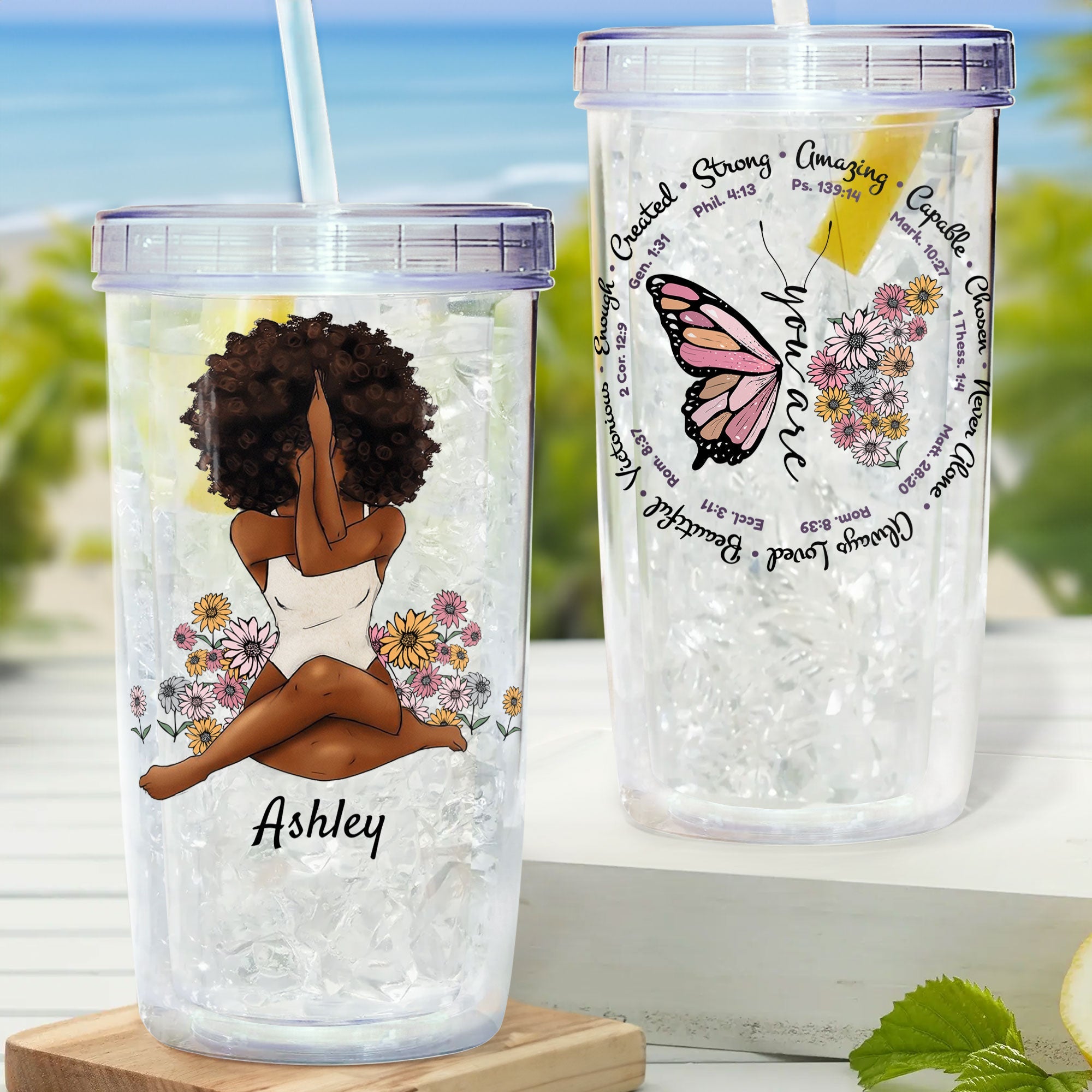 You Are Beautiful - Personalized Acrylic Tumbler With Straw