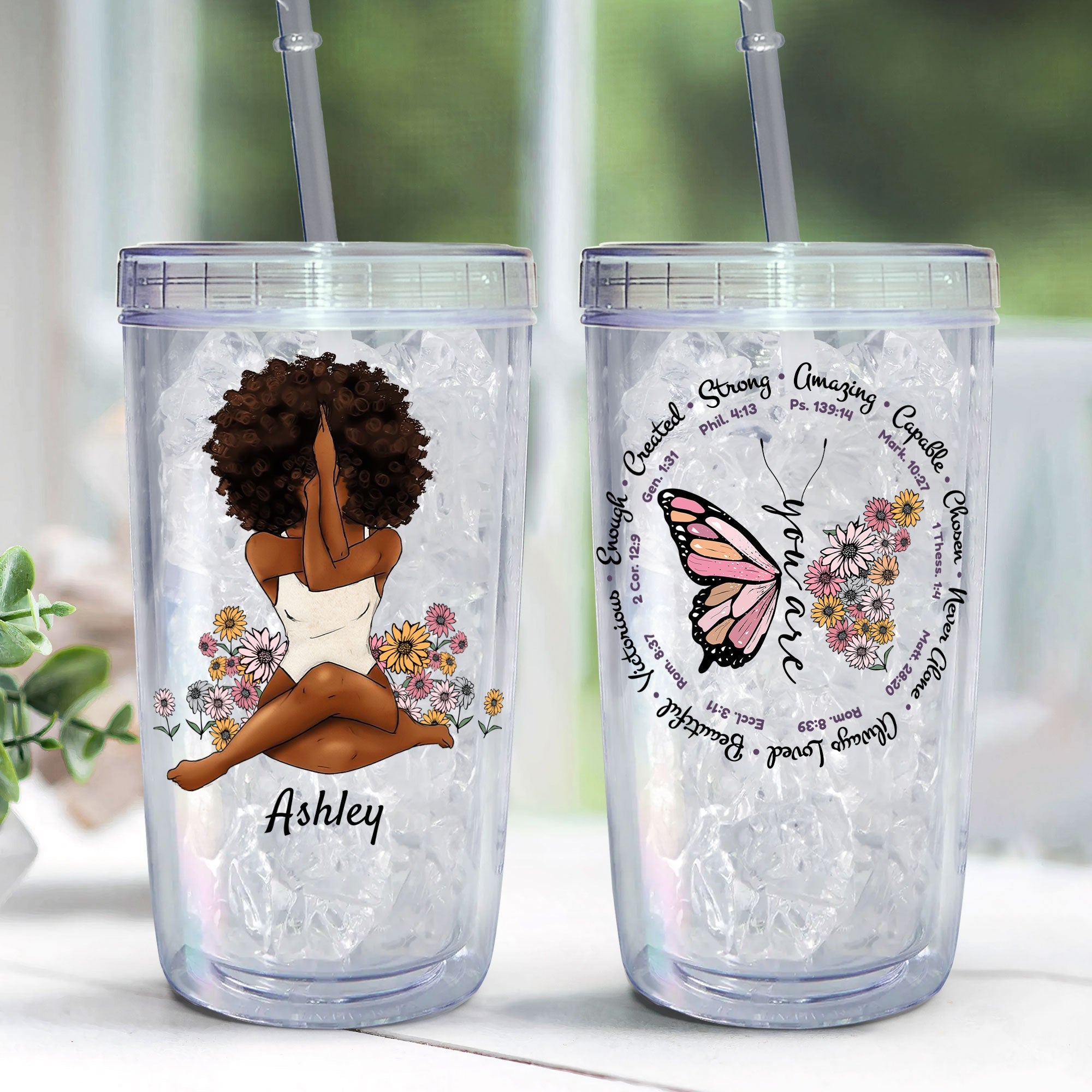 You Are Beautiful - Personalized Acrylic Tumbler With Straw