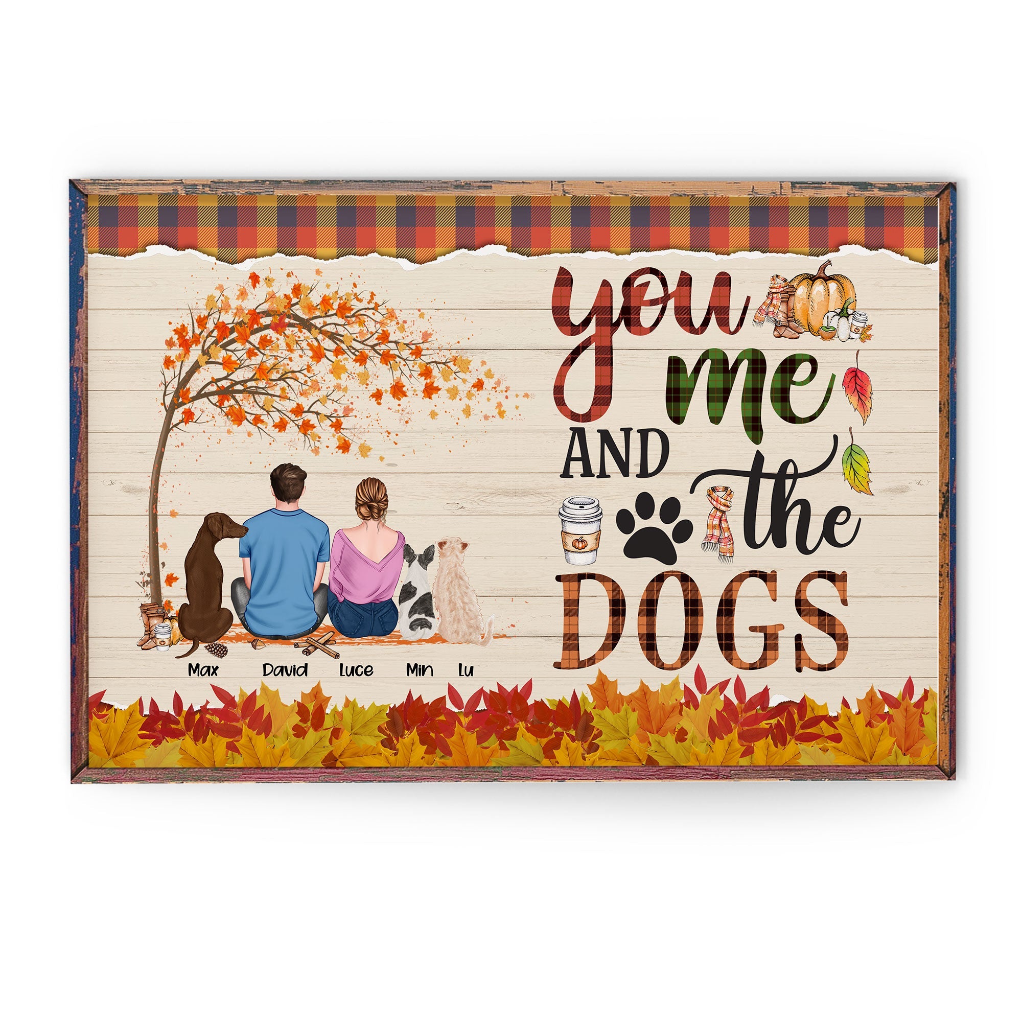 You & Me & The Dogs - Personalized Poster/ Canvas - Couple & Dog Back