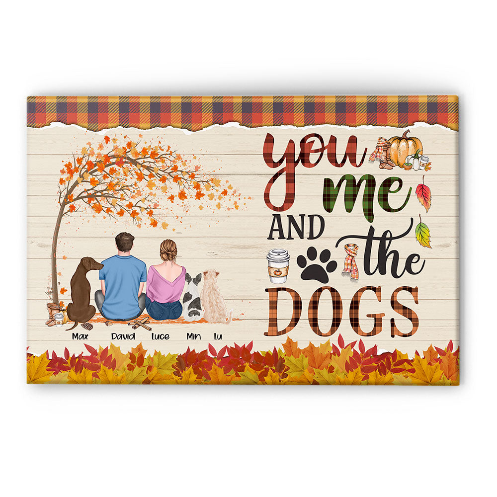 You & Me & The Dogs - Personalized Poster/ Canvas - Couple & Dog Back