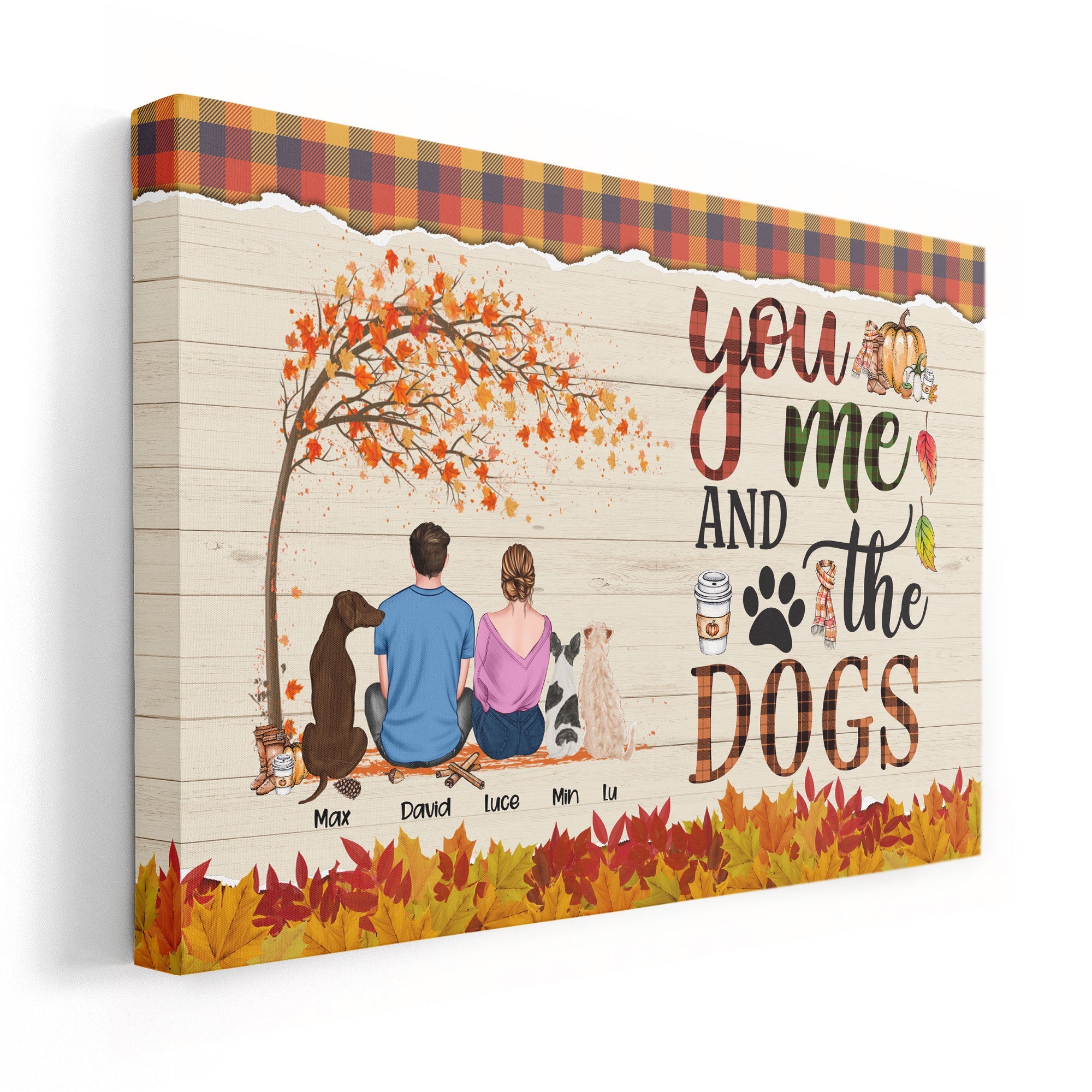 You & Me & The Dogs - Personalized Poster/ Canvas - Couple & Dog Back